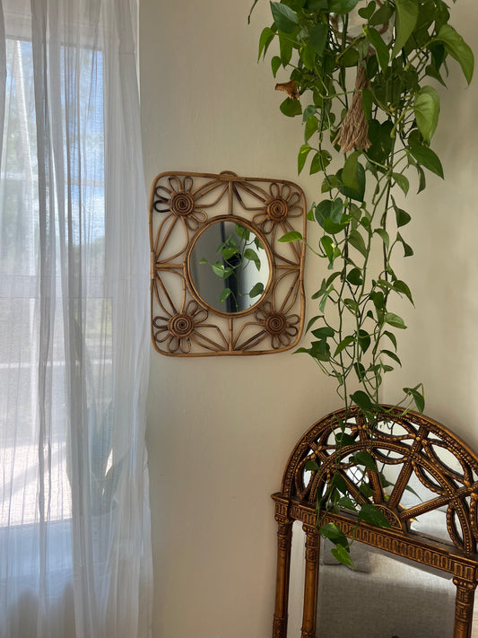 24" Rattan Cane Mirror