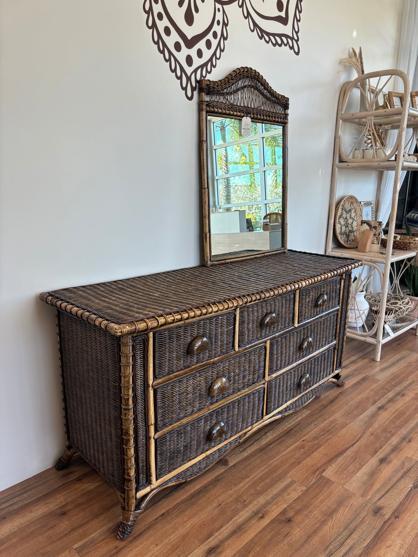 Brown Wicker Dresser