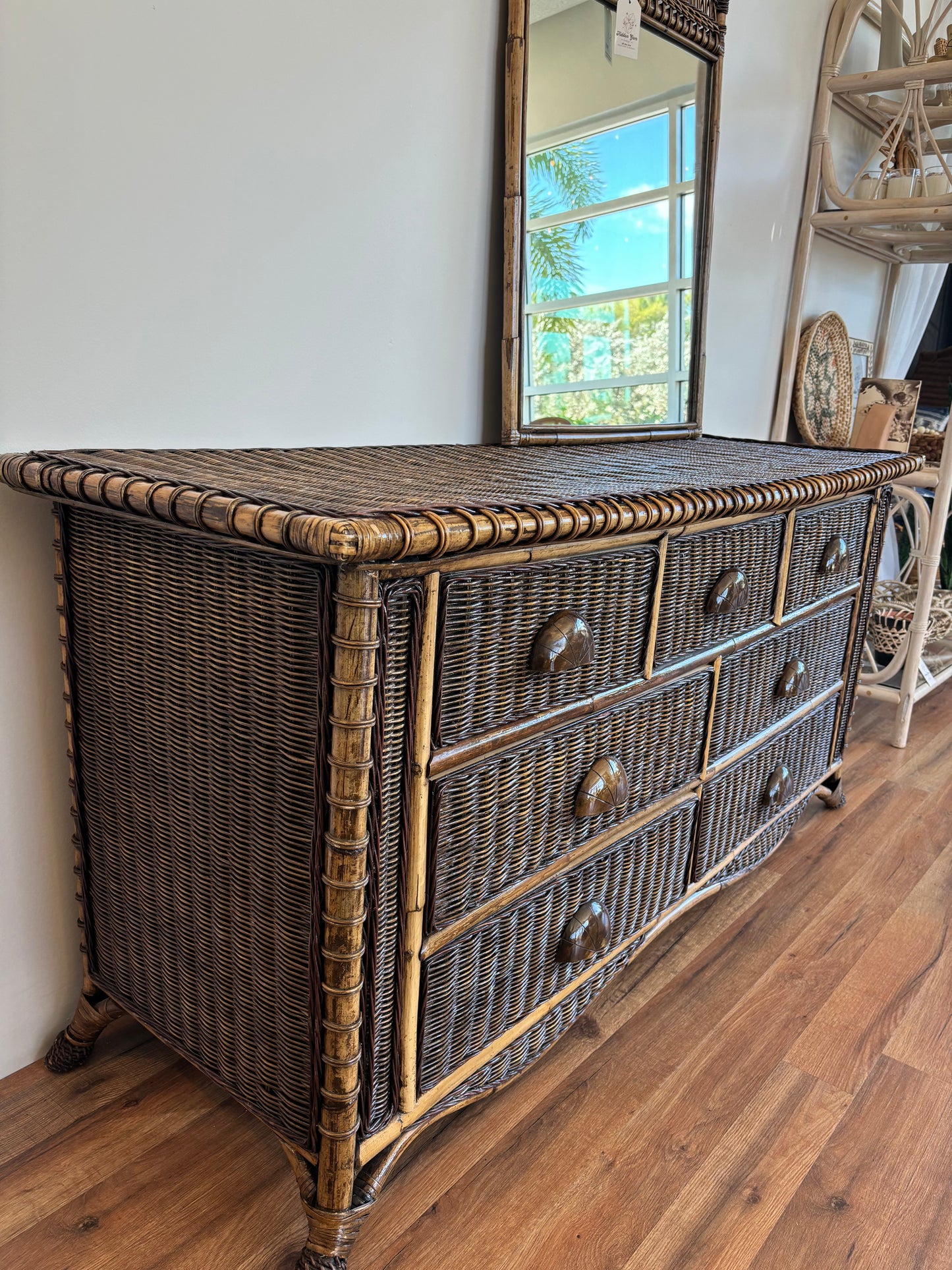 Brown Wicker Dresser