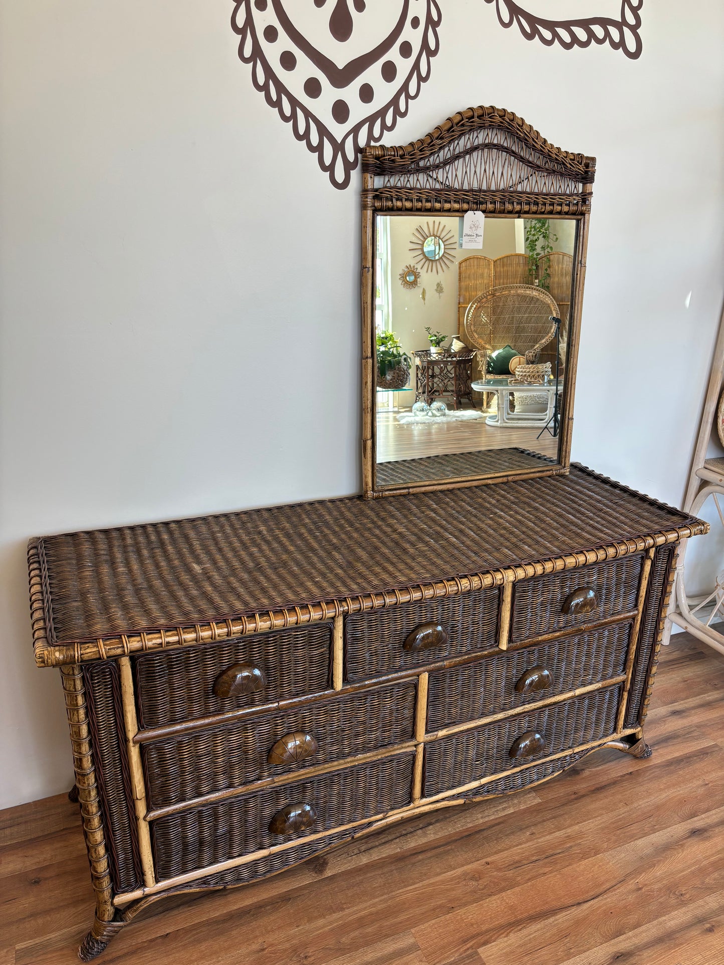 Brown Wicker Dresser