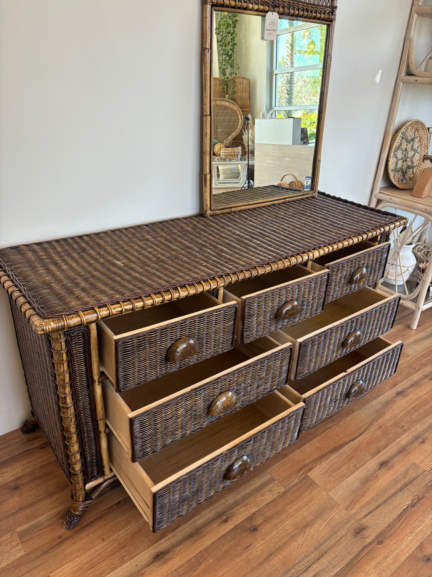 Brown Wicker Dresser