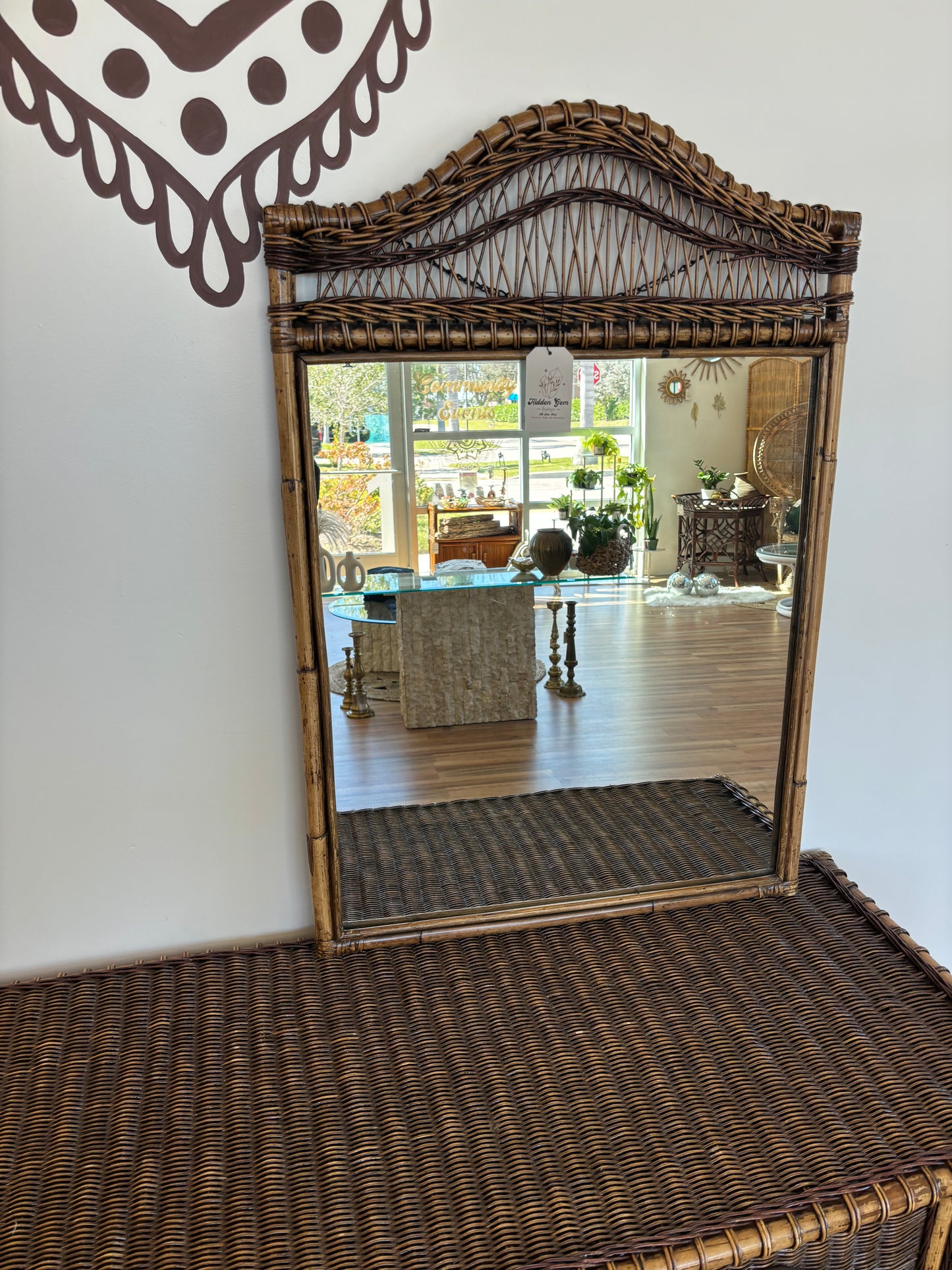 Brown Rattan Wall Mirror