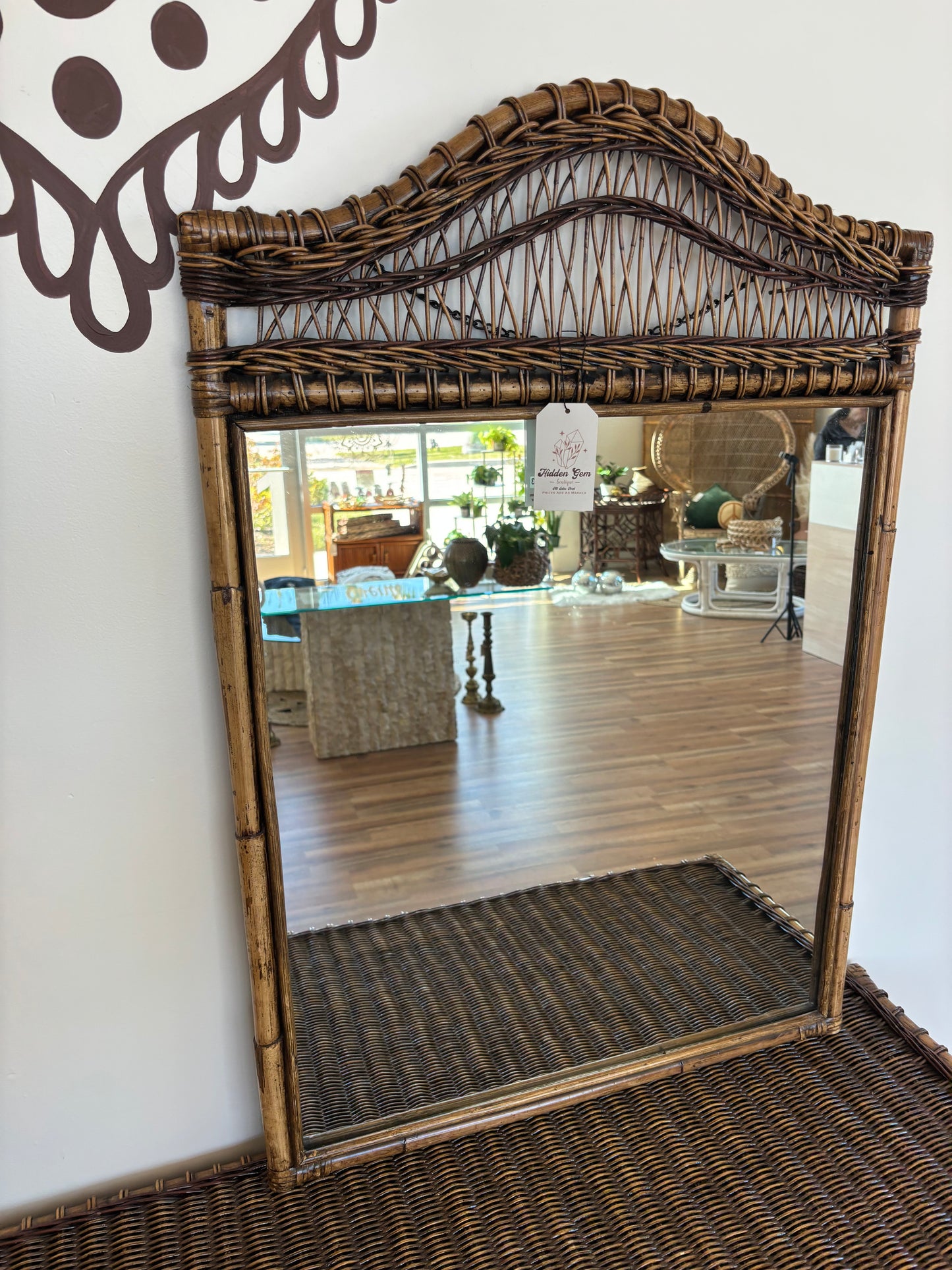 Brown Rattan Wall Mirror