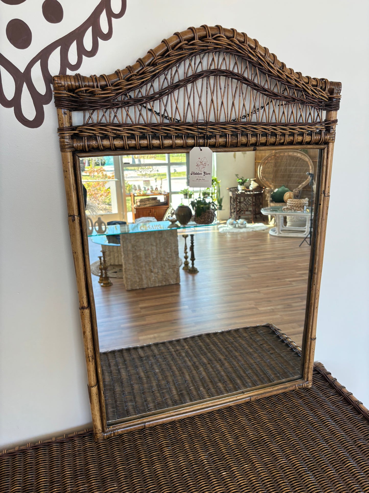 Brown Rattan Wall Mirror