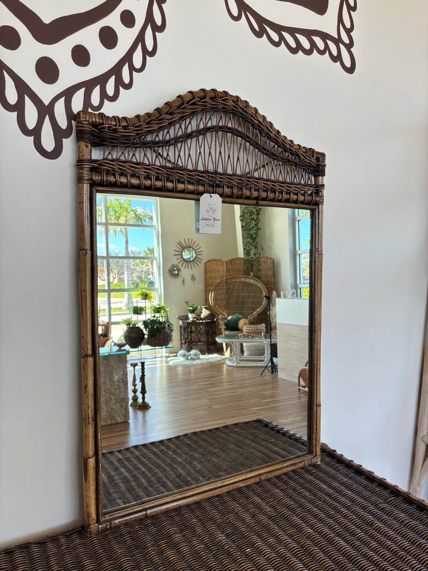 Brown Rattan Wall Mirror