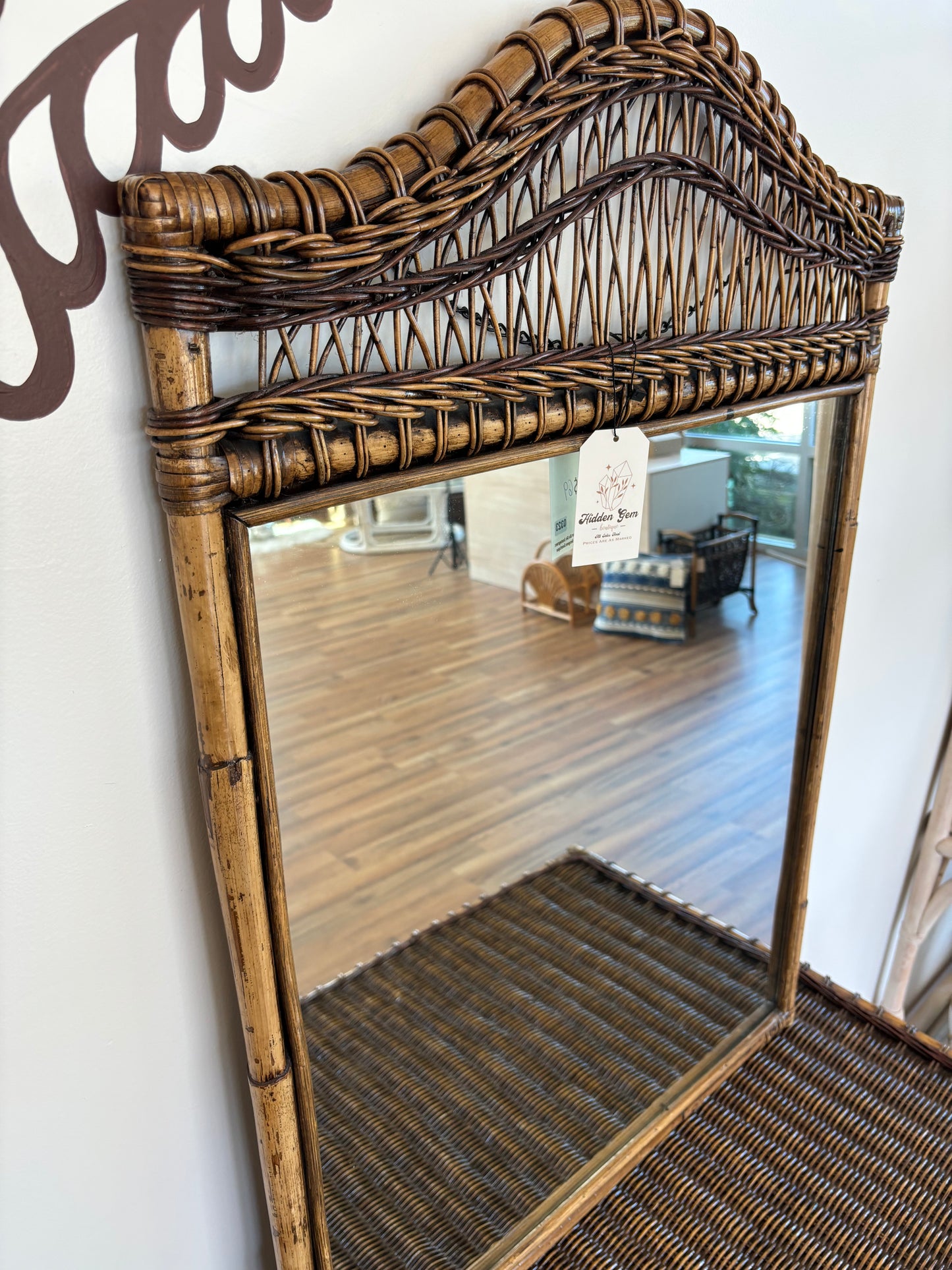 Brown Rattan Wall Mirror