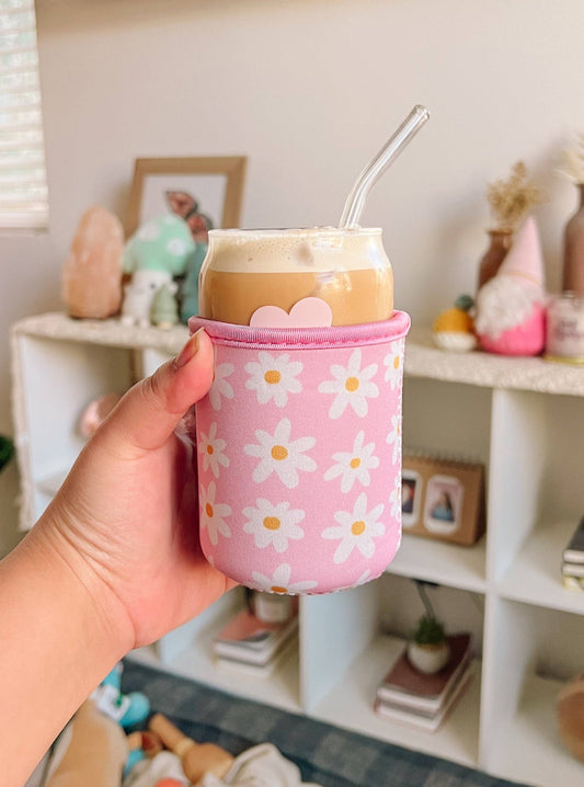 Pink Daisy Iced Coffee Sleeve