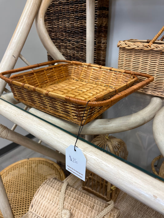 Square Wicker Tray with Handles